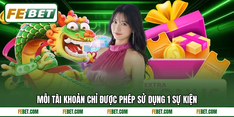 Mỗi tài khoản chỉ được phép sử dụng 1 sự kiện